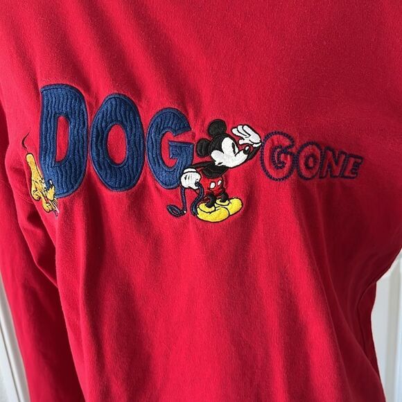 Vintage MICKEY ,INC Dog gone It Pluto and Mikey Appliqué/Embroidery Long Sleeve - Picture 2 of 9